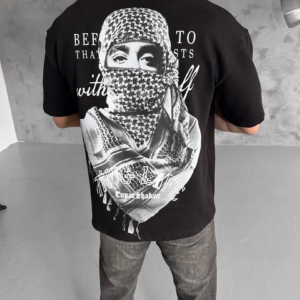 ERKEK Baskılı Oversize T-Shirt - Siyah