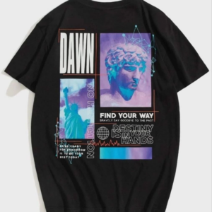 kadın Baskılı Oversize T-Shirt - Siyah