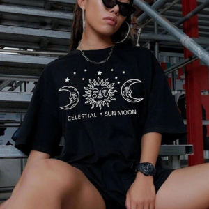 Kadın Baskılı Oversize T-Shirt - Siyah