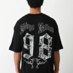 erkek Baskılı Oversize T-Shirt - Siyah