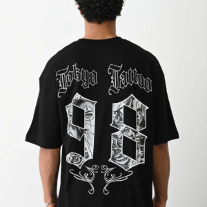 erkek Baskılı Oversize T-Shirt - Siyah