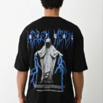 erkek Baskılı Oversize T-Shirt - Siyah