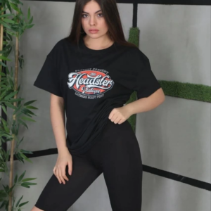 Kadın Baskılı Oversize T-Shirt - Siyah