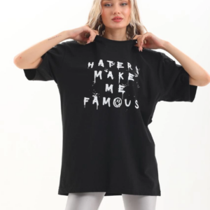 ERKEK Baskılı Oversize T-Shirt - Siyah