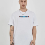 Erkek Bisiklet Yaka Baskılı Oversize T-Shirt - Beyaz