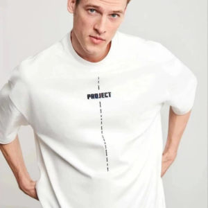 ERKEK Bisiklet Yaka Baskılı Oversize T-Shirt - Beyaz