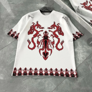 Unisex Bisiklet Yaka Baskılı Oversize T-Shirt - Beyaz