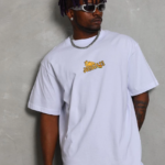 Erkek Bisiklet Yaka Baskılı Oversize T-Shirt - Beyaz