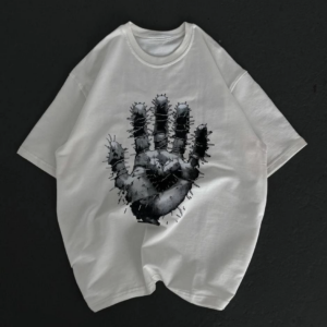 kadın Bisiklet Yaka Baskılı Oversize T-Shirt - Beyaz