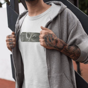 ERKEK Bisiklet Yaka Baskılı Oversize T-Shirt - Beyaz