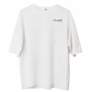 Erkek Bisiklet Yaka Baskılı Oversize T-Shirt - Beyaz