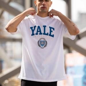 Unisex Bisiklet Yaka Baskılı Oversize T-Shirt - Beyaz