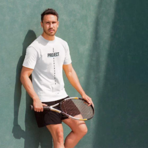 Bisiklet Yaka Baskılı  T-Shirt - Beyaz