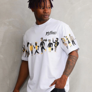 Erkek  Bisiklet Yaka Baskılı Oversize T-Shirt - Beyaz