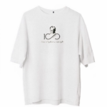 Erkek  Bisiklet Yaka Baskılı Oversize T-Shirt - Beyaz