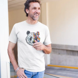 Erkek Bisiklet Yaka Baskılı Oversize T-Shirt - Beyaz