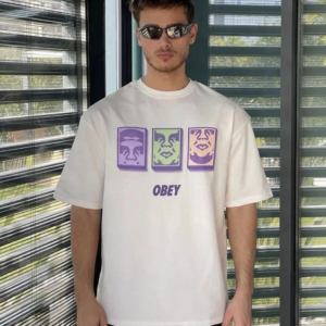 Erkek  Bisiklet Yaka Baskılı Oversize T-Shirt - Beyaz