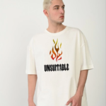 Erkek Bisiklet Yaka Baskılı Oversize T-Shirt - Beyaz