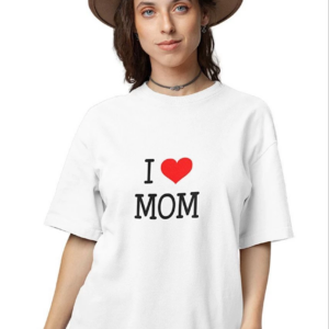 kadın  Bisiklet Yaka Baskılı Oversize T-Shirt - Beyaz