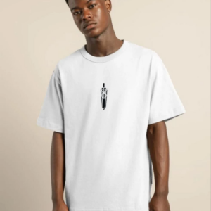 ERKEK Bisiklet Yaka Baskılı Oversize T-Shirt - Beyaz