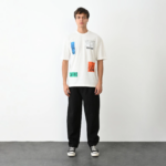 Erkek  Bisiklet Yaka Baskılı Oversize T-Shirt - Beyaz