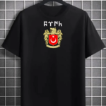 Unisex Bisiklet Yaka Baskılı Oversize T-Shirt - Siyah