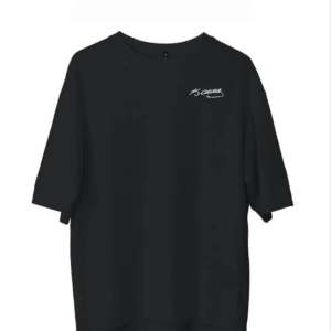 Erkek Bisiklet Yaka Baskılı Oversize T-Shirt - Siyah