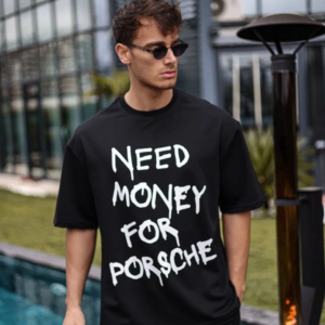 Erkek Bisiklet Yaka Baskılı Oversize T-Shirt - Siyah