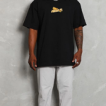 ERKEK Bisiklet Yaka Baskılı Oversize T-Shirt - Siyah