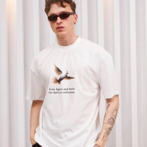 Erkek Bisiklet Yaka Baskılı Oversize T-Shirt - Siyah