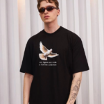 ERKEK Bisiklet Yaka Baskılı Oversize T-Shirt - Siyah