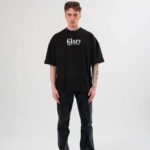 Erkek Bisiklet Yaka Baskılı Oversize T-Shirt - Siyah