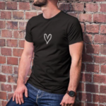 Erkek Bisiklet Yaka Baskılı Oversize T-Shirt - Siyah