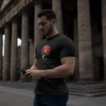 erkek Bisiklet Yaka Baskılı Oversize T-Shirt - Siyah