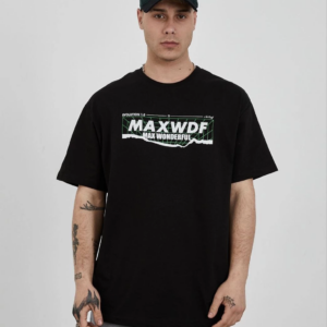 ERKEK Bisiklet Yaka Baskılı Oversize T-Shirt - Siyah