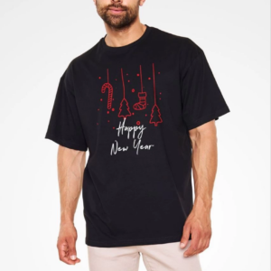 Erkek Bisiklet Yaka Baskılı Oversize T-Shirt - Siyah