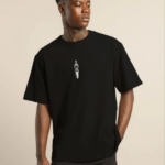 Erkek Bisiklet Yaka Baskılı Oversize T-Shirt - Siyah