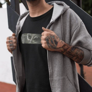 ERKEK Bisiklet Yaka Baskılı Oversize T-Shirt - Siyah