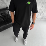 ERKEK Bisiklet Yaka ön ve sırt Baskılı Oversize T-Shirt - Siyah