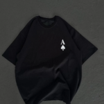 kadın Bisiklet Yaka Baskılı Oversize T-Shirt - Siyah