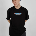 ERKEK Bisiklet Yaka Baskılı Oversize T-Shirt - Siyah