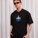 ERKEK Bisiklet Yaka Baskılı Oversize T-Shirt - Siyah