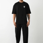 ERKEK Bisiklet Yaka Baskılı Oversize T-Shirt - Siyah