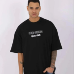 ERKEK Bisiklet Yaka Baskılı Oversize T-Shirt - Siyah