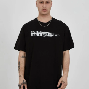 ERKEK Bisiklet Yaka Baskılı Oversize T-Shirt - Siyah