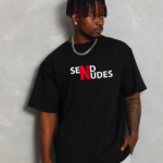 ERKEK Bisiklet Yaka Double Oversize Baskılı T-Shirt - Siyah