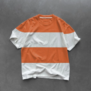 Unisex Bisiklet Yaka Parçalı T-Shirt - Turuncu