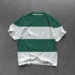 Unisex Bisiklet Yaka Parçalı T-Shirt - Yeşil