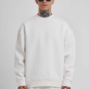 ERKEK Biskilet Yaka Üç İplik SweatShirt - Beyaz