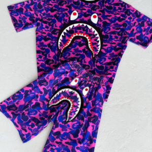Unisex Çocuk Dijital Baskılı Şortlu Takım - Mor